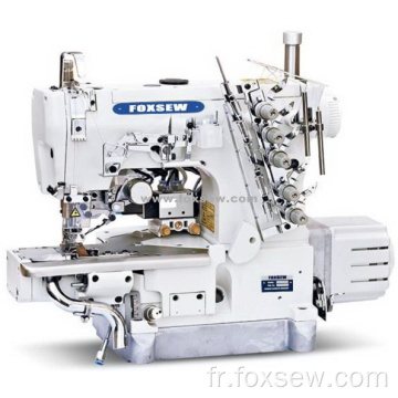 Machine de verrouillage de lit de cylindre à entraînement direct pour ourlage avec coupe latérale gauche et coupe-bordure automatique